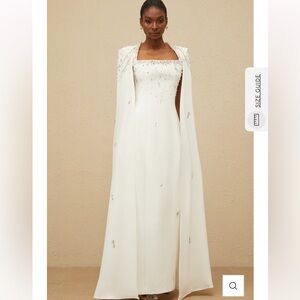 Épuré White Embellished Cape Gown